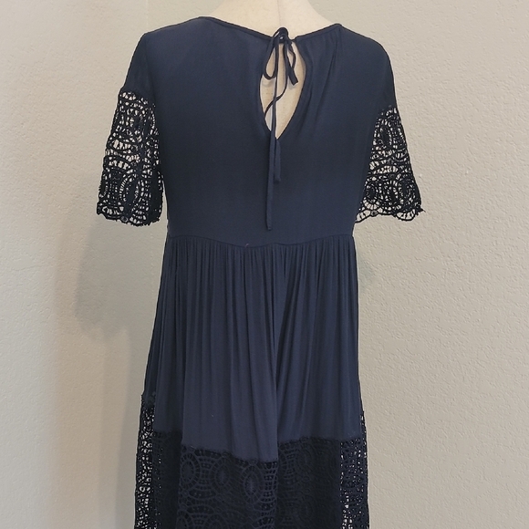 LOFT Navy Mini Dress with Lace Accents - Picture 5 of 6